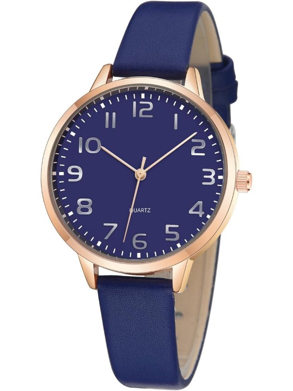 Women's All Blue Dainty Analog Leather Waterproof Reloj Para Mujer Wrist Watch